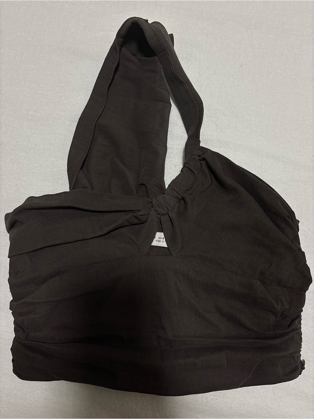 Zara one shoulder brown crop top